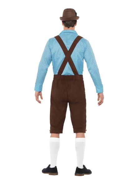 Oktoberfest Lederhosen Kostyme Blått & Brunt