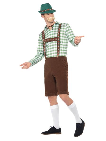 Oktoberfest Lederhosen Kostyme Grønt & Brunt