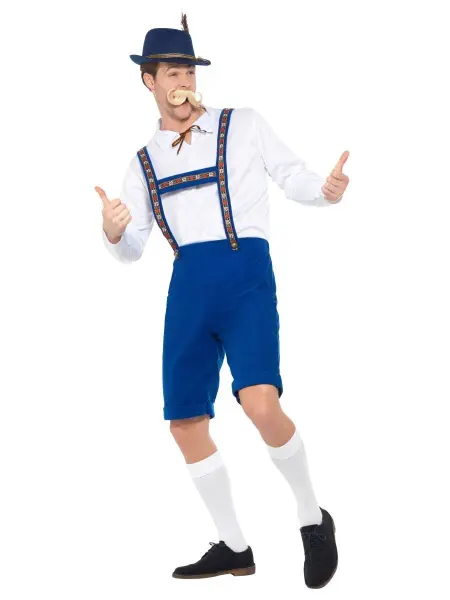 Oktoberfest Lederhosen Kostyme Blått
