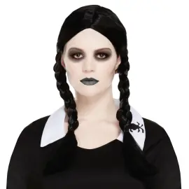 Svart Parykk med Fletter Scary Daughter