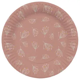 Papptallerkener Blomstring Brunrosa 8-pakning