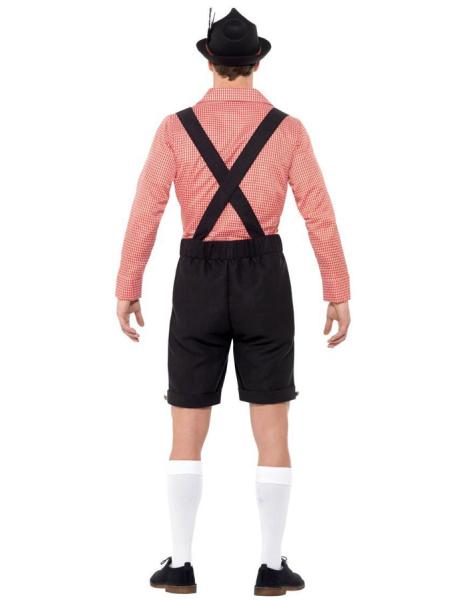 Oktoberfest Lederhosen Kostyme Rødt & Svart