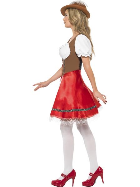 Oktoberfest Tyrolerkjole Rødt Kostyme