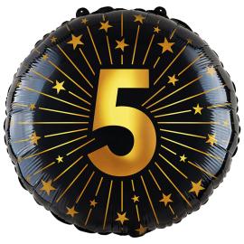 Folieballong med Stjerner og Tallet 5