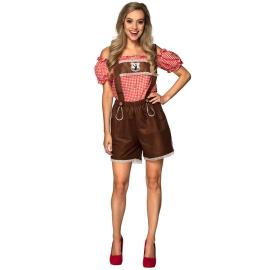 Oktoberfest Lederhosen Brun/R&oslash;d/Hvit