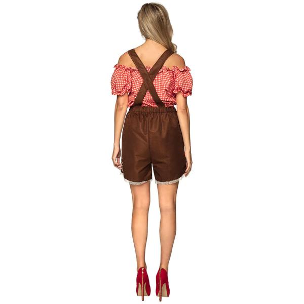 Oktoberfest Lederhosen Brun/Rød/Hvit