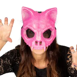 Glitrende 3/4 Skjelettmaske Katt