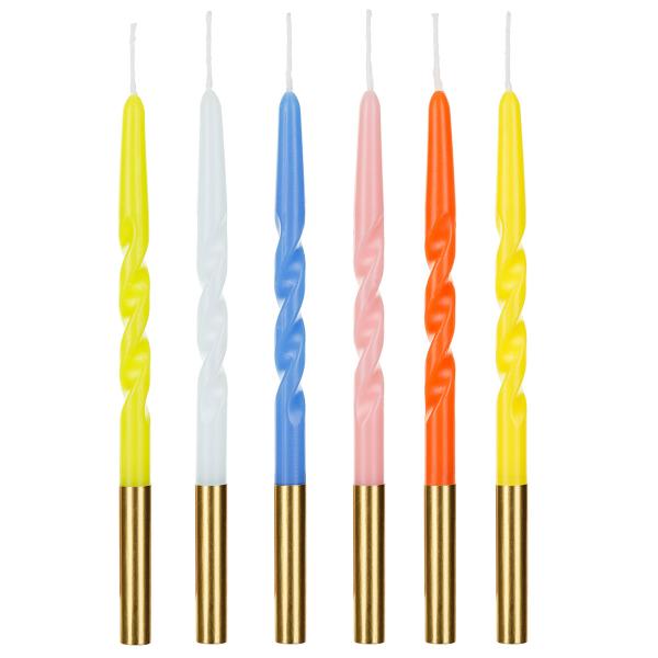 Kakelys Lange Spiral Fargemix 6-pakning
