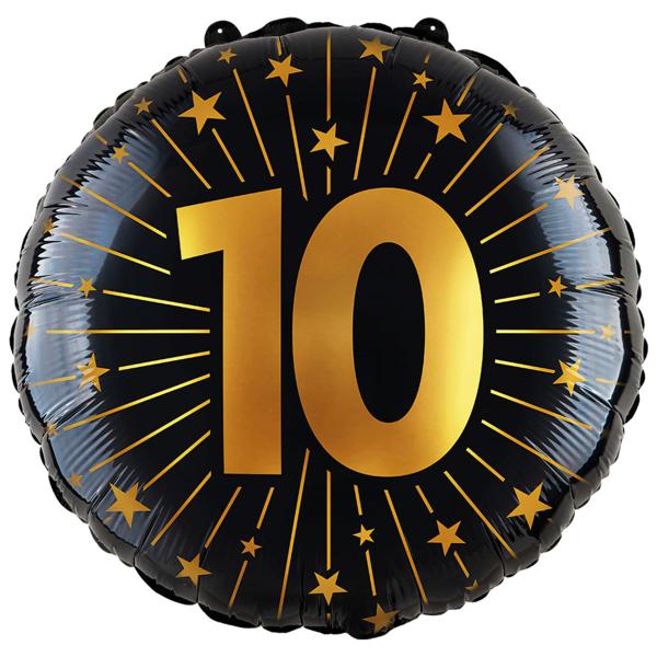Folieballong med Stjerner og Tallet 10