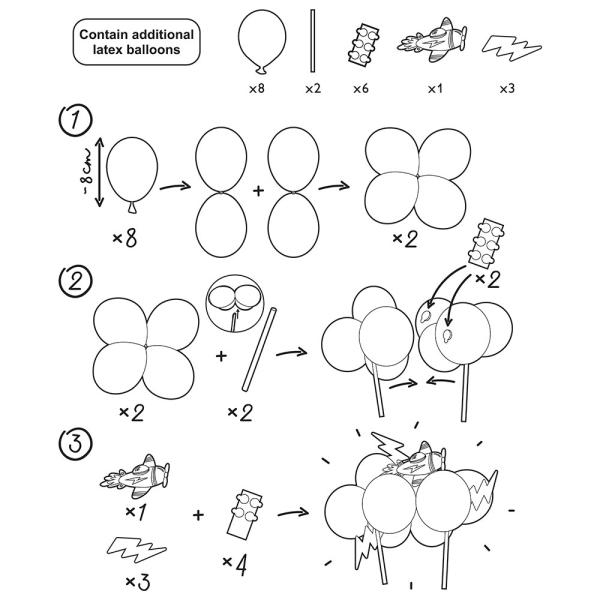 Ballong Kakedekorasjon Flymaskin 29 cm