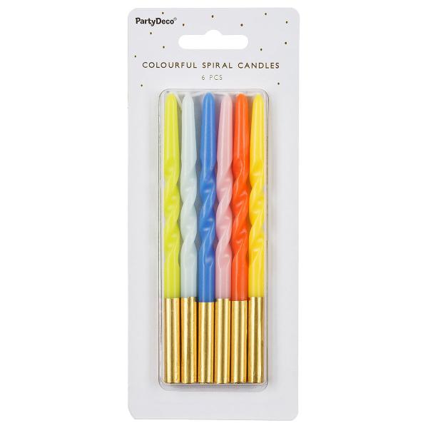 Kakelys Lange Spiral Fargemix 6-pakning