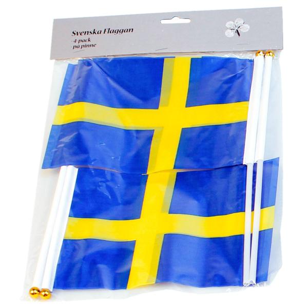 Svenske Håndflagg På Pinne