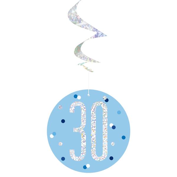 30 år Hengende Swirls Blå & Sølv