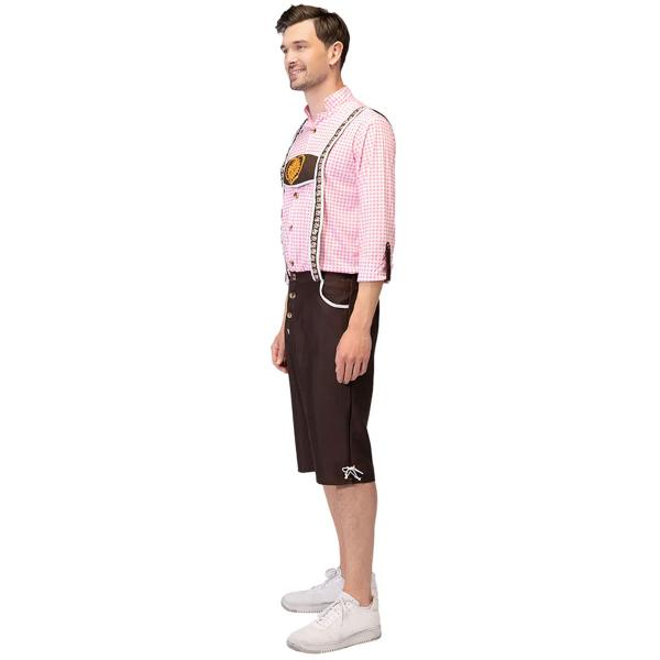 Oktoberfest Lederhosen Brun/Rosa/Hvit