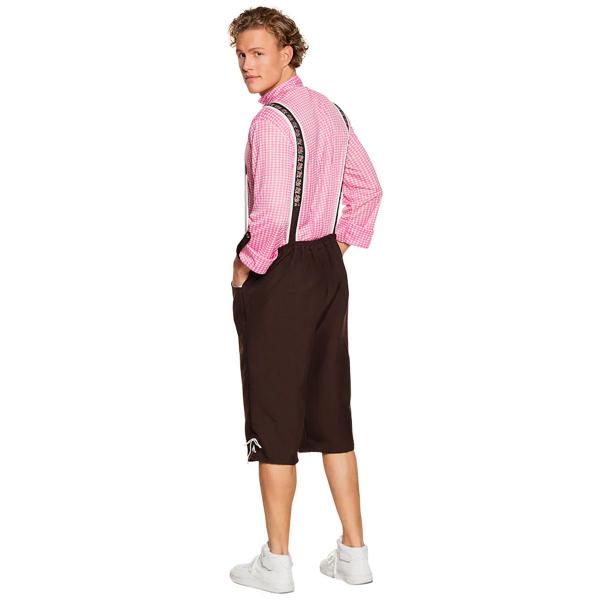 Oktoberfest Lederhosen Brun/Rosa/Hvit