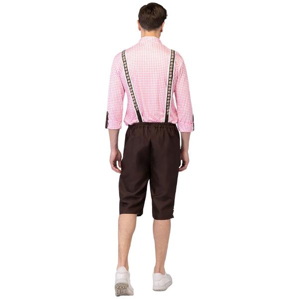 Oktoberfest Lederhosen Brun/Rosa/Hvit
