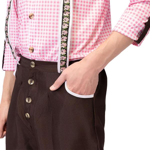 Oktoberfest Lederhosen Brun/Rosa/Hvit