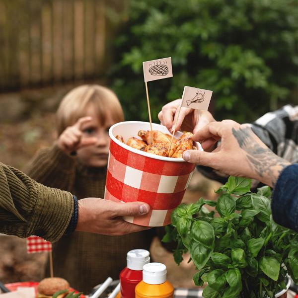 Rutete Snacksbeger Svart og Rød 2-pakning