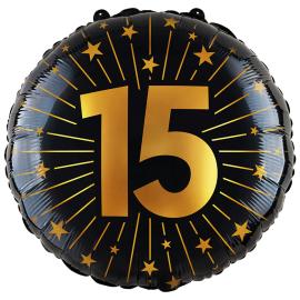Folieballong med Stjerner og Tallet 15