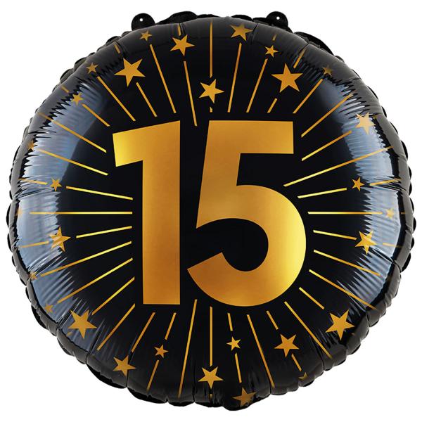 Folieballong med Stjerner og Tallet 15
