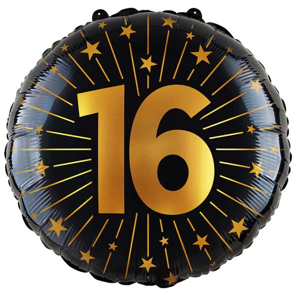 Folieballong med Stjerner og Tallet 16