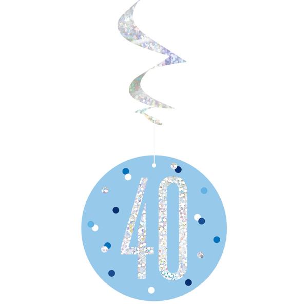 40 år Hengende Swirls Blå & Sølv