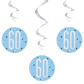 60 år Hengende Swirls Blå & Sølv