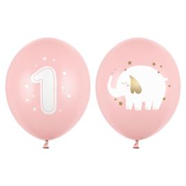 1 Års Latexballonger Elefant Lyserosa 50-pakning