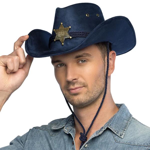 Cowboyhatt med Sheriffstjerne Mørkeblå