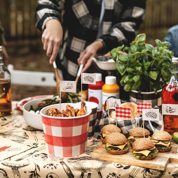 Rutete Snacksbeger Svart og Rød 2-pakning