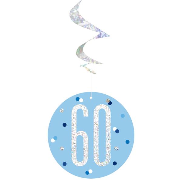 60 år Hengende Swirls Blå & Sølv
