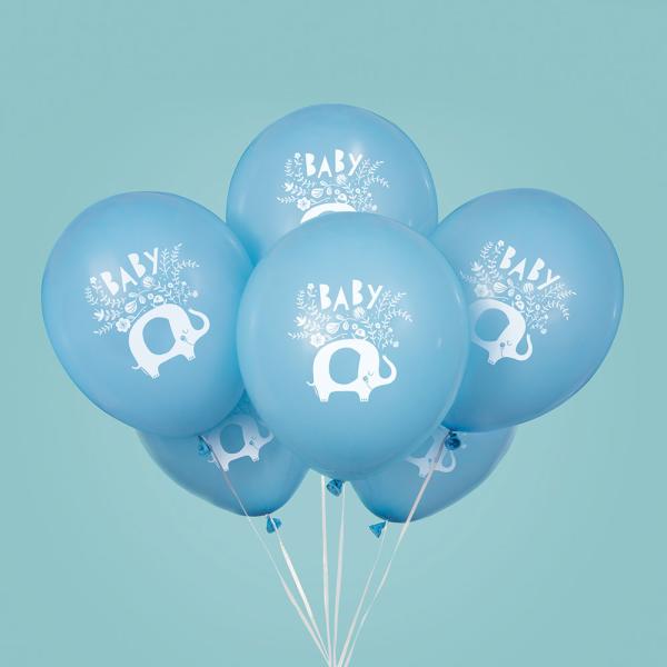 Babyshower Ballonger Elefant Blå