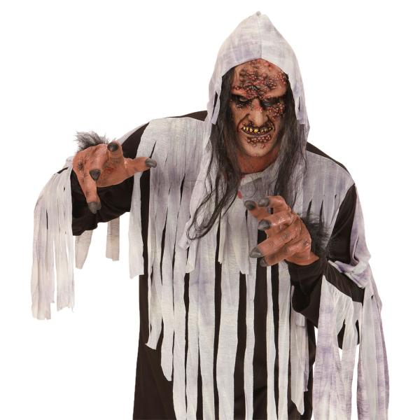 Zombie Heks Maske med Hår
