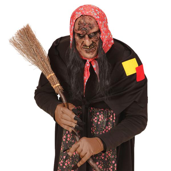 Zombie Heks Maske med Hår