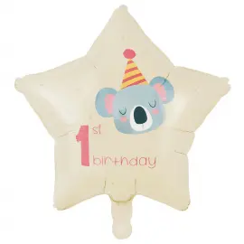 1st Birthday Folieballong Stjerne Koala 46 cm