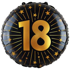 Folieballong med Stjerner og Tallet 18