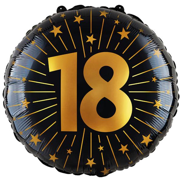 Folieballong med Stjerner og Tallet 18