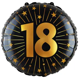 Folieballong med Stjerner og Tallet 18