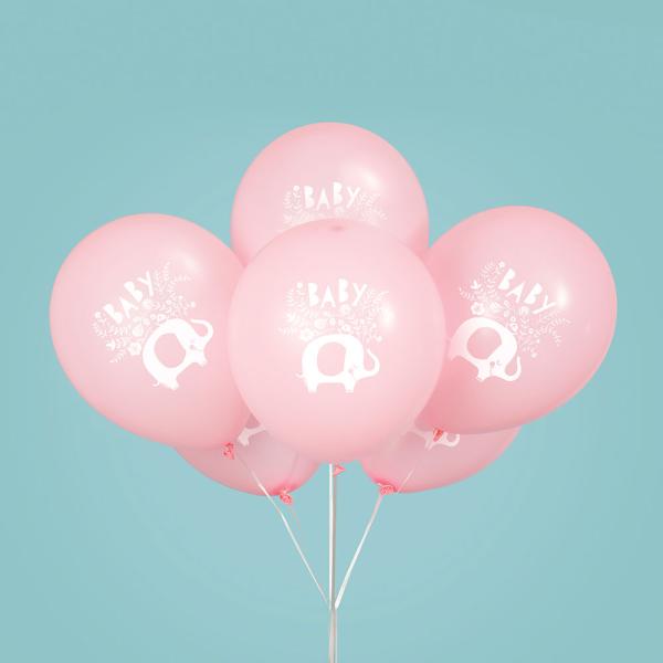 Babyshower Ballonger Elefant Rosa
