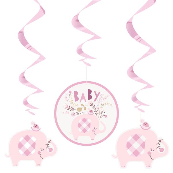 Babyshower Hengende Swirls Dekorasjoner Elefant Rosa
