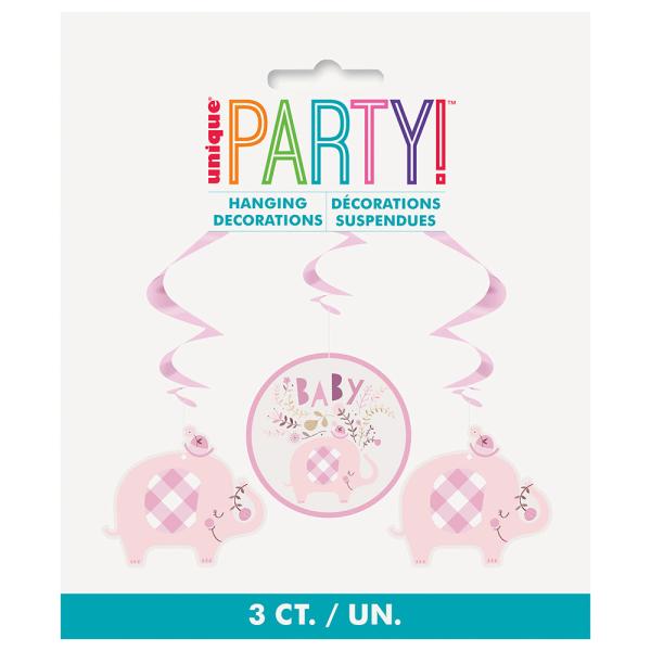 Babyshower Hengende Swirls Dekorasjoner Elefant Rosa