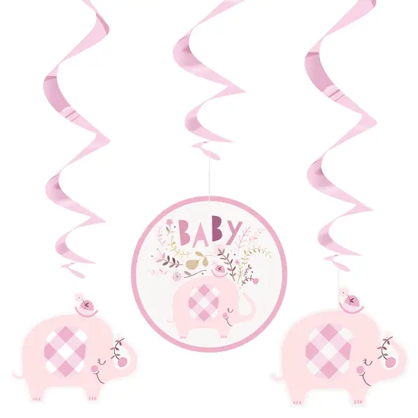 Babyshower Hengende Swirls Dekorasjoner Elefant Rosa