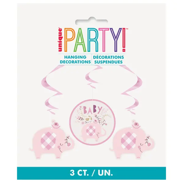 Babyshower Hengende Swirls Dekorasjoner Elefant Rosa