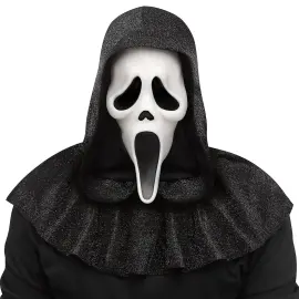 Ghostface Maske med Skimrende Hette