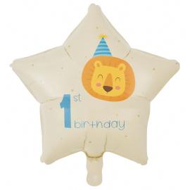1st Birthday Folieballong Stjerne L&oslash;ve 46 cm