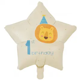 1st Birthday Folieballong Stjerne L&oslash;ve 46 cm