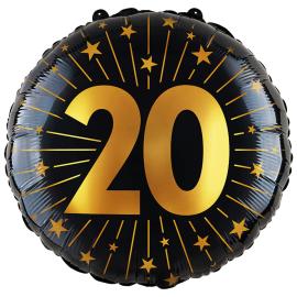 Folieballong med Stjerner og Tallet 20