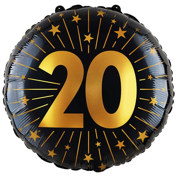 Folieballong med Stjerner og Tallet 20