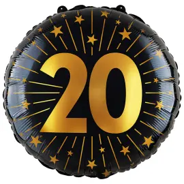 Folieballong med Stjerner og Tallet 20