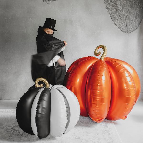 Stående Folieballong 3D Stripete Gresskar Svart og Hvit